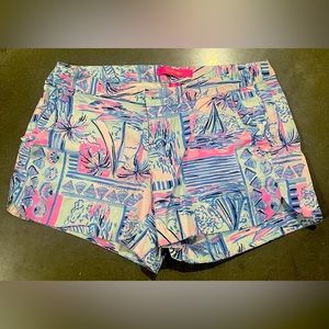 Lilly Pulitzer Size 0 Shorts Sailboats, Shells & Palm Trees